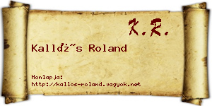 Kallós Roland névjegykártya