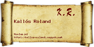 Kallós Roland névjegykártya
